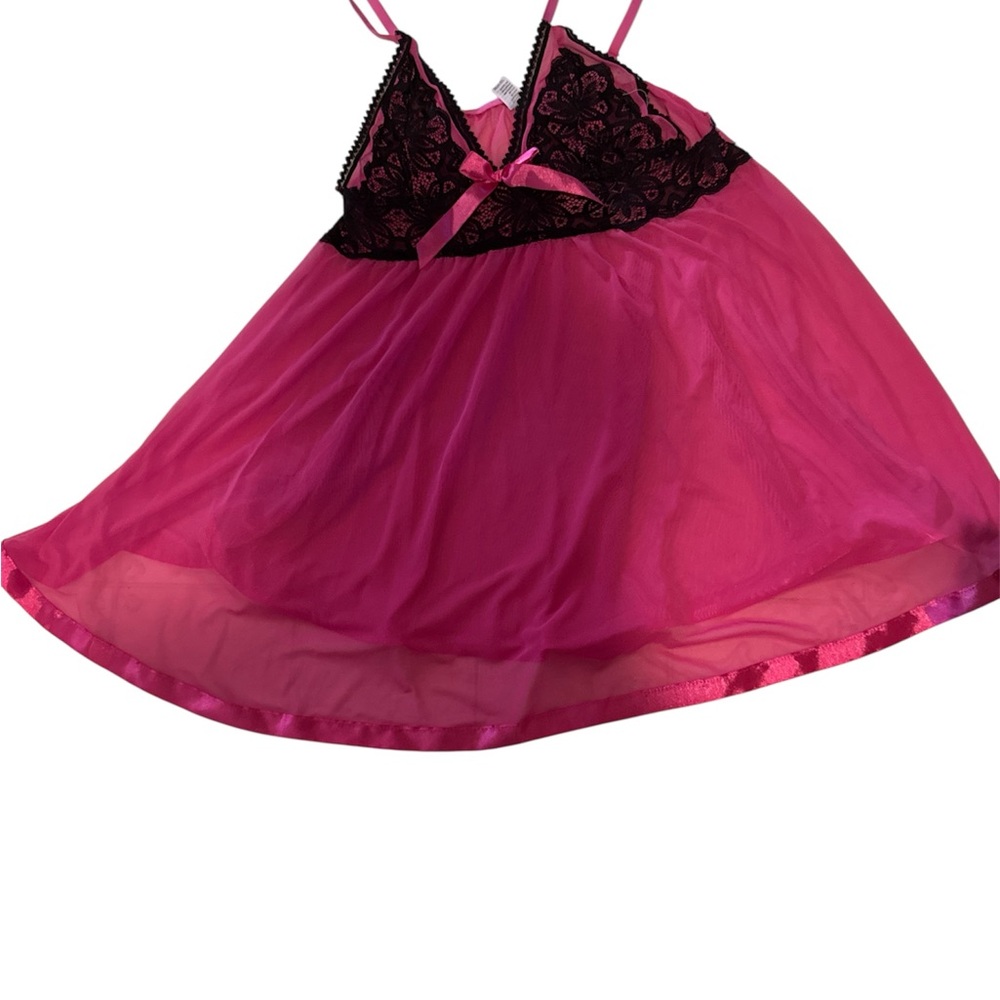 Pink and Black Lace Babydoll nightie size XL